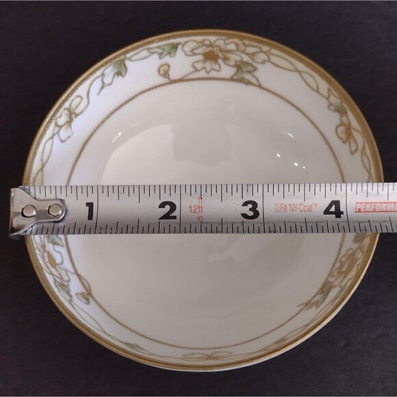 Vintage Nippon Hand Painted 3 Legged Soup Sauce Bowl W/ Saucer Gold Gilt Floral - Picture 9 of 10